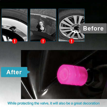 20 Pcs Glow in The Dark Tire Valve Caps (Pink)
