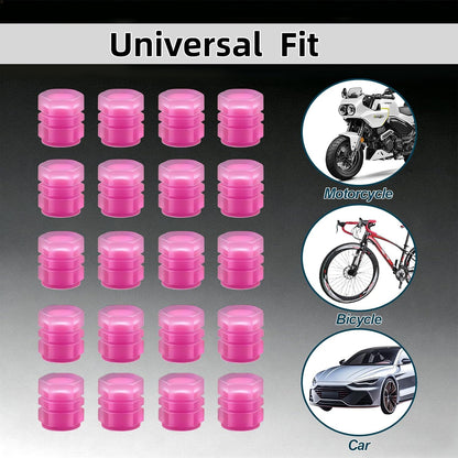 20 Pcs Glow in The Dark Tire Valve Caps (Pink)