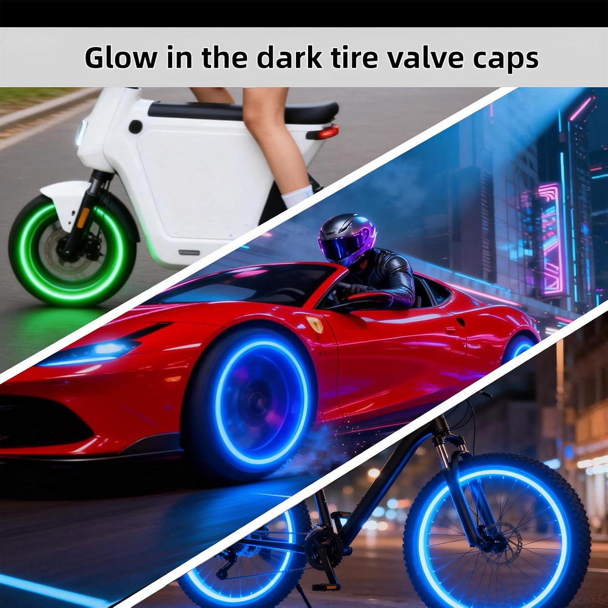 20 Pcs Glow in The Dark Tire Valve Caps (Pink)