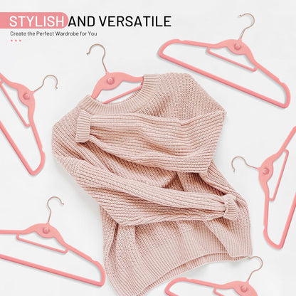 Velvet Stackable Hangers 30 Pack, Clothes Hanger Non Slip Felt with Hook