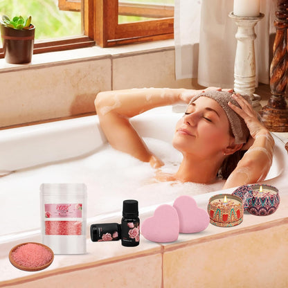9-Piece Rose Bath & Spa Pamper Set, Relaxation Gift Box for Women, Unique Thank You, Appreciation & Birthday Gifts for Mom, Friend, Sister, Teacher(Pink-Thank You)