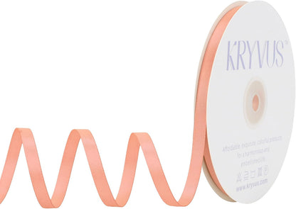 Peach Satin Ribbon, Double Faced 1/4 Inch X 50 Yards Peach Ribbon, Premium Satin Ribbon for Gift Wrapping, Crafts, Hair Bow Making, Sewing, Flower Bouquet, Wedding Party Decor