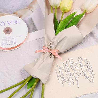 Peach Satin Ribbon, Double Faced 1/4 Inch X 50 Yards Peach Ribbon, Premium Satin Ribbon for Gift Wrapping, Crafts, Hair Bow Making, Sewing, Flower Bouquet, Wedding Party Decor