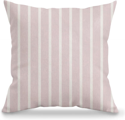 Pink and White Striped Pillow Cover 18x18, Preppy Girly Pink Striped Modern Minimalist Decorative Throw Pillow Cover Case for Home Bedroom Living Room Couch Sofa