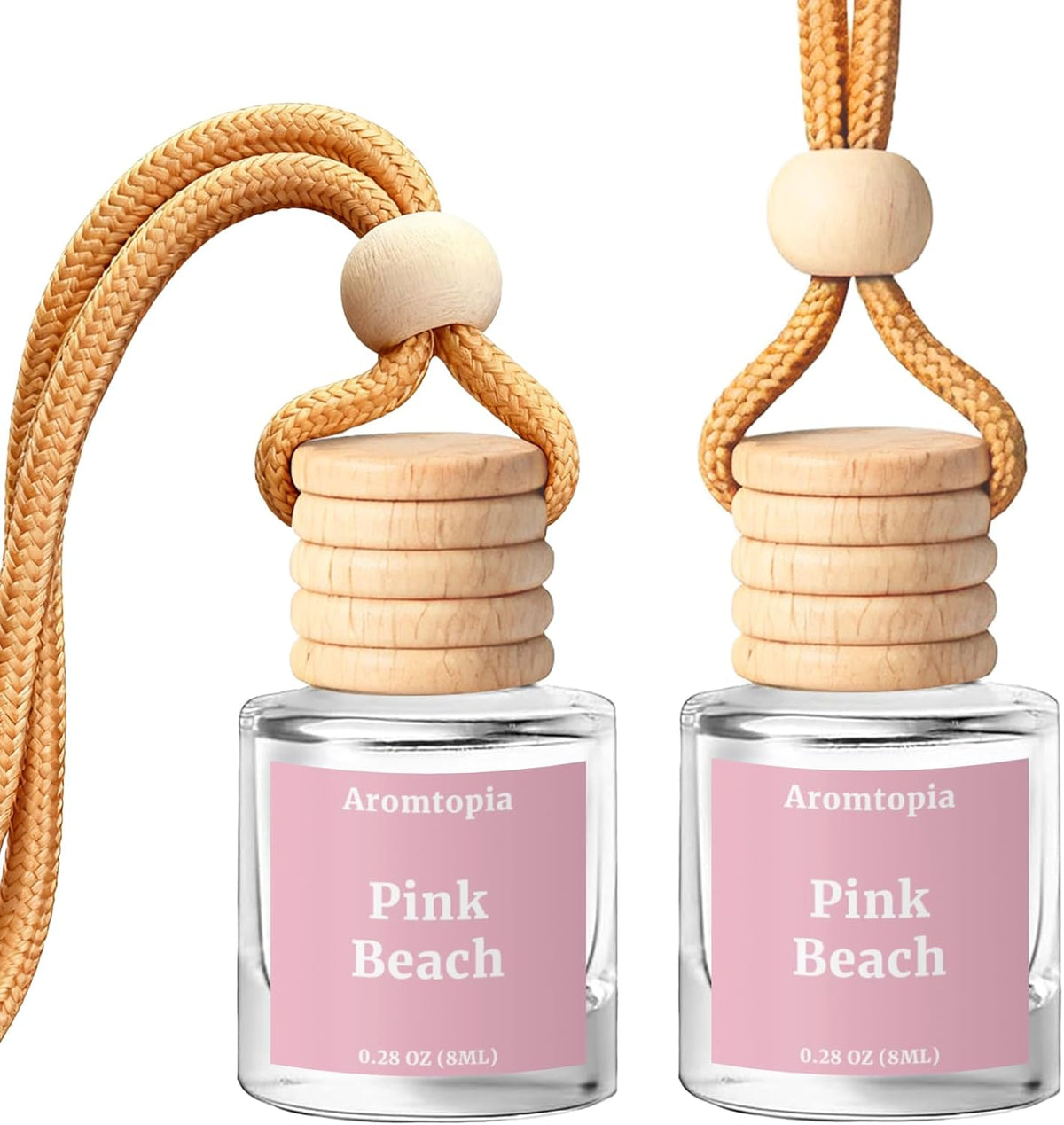 Car Air Fresheners 2 Packs, Pink Beach Essential Oil Freshener for Cars, Cute Hanging Car Fragrance Diffuser for Women & Men, Long-Lasting Car Fragrance Gift