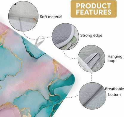 Dish Drying Mat Water Pink Marble Kitchen Counter Drying Pad for Dishes Glasses Cups and Cookware Abstract Style Absorbent Dish Drying Mat Machine Washable Kitchen Accessories 2 Pack 18" x 24"