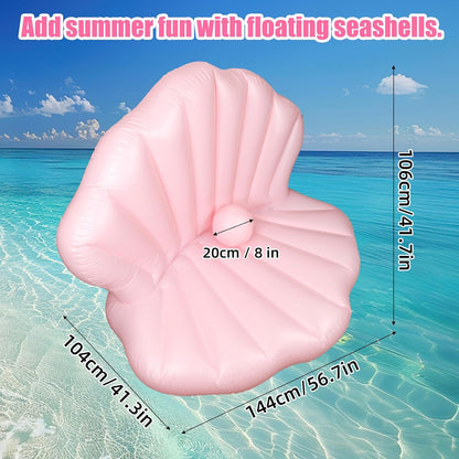 144cm/57in Seashell Pool Float, Thickened Inflatable Giant Shell (Pink)