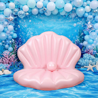 144cm/57in Seashell Pool Float, Thickened Inflatable Giant Shell (Pink)