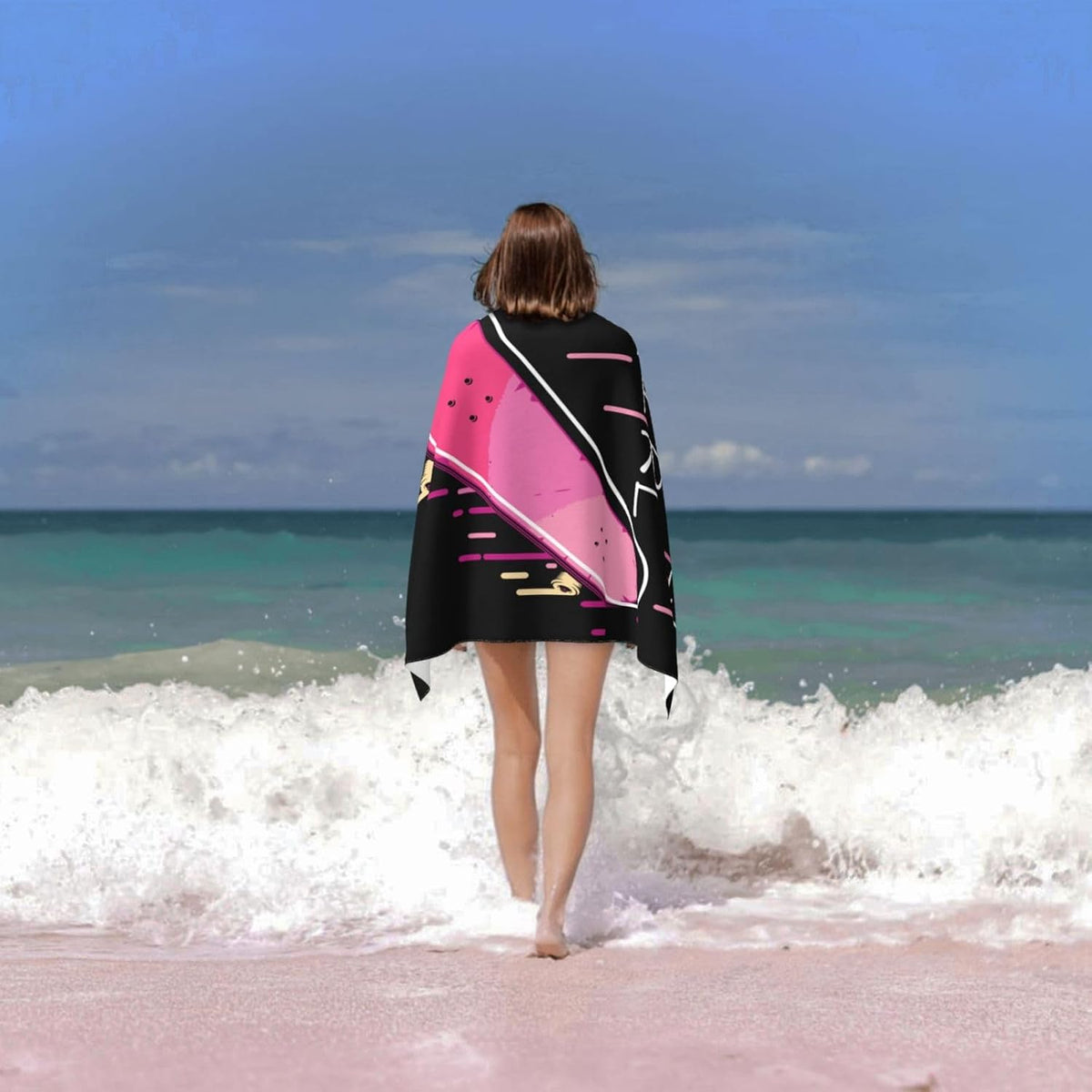 Pink Skateboard Skater Girl Bath Towels Absorbent Microfiber Quick Dry Large Bathroom Towel Soft Lightweight 52x32 in for Home Gym Beach Travel