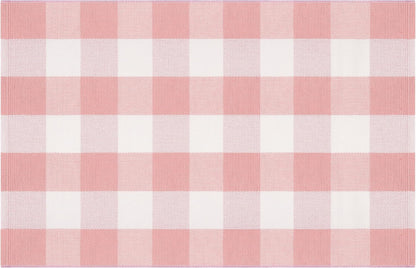 Pink White Layered Doormat 27.5"x43.3"Washable Buffalo Plaid Outdoor Rug