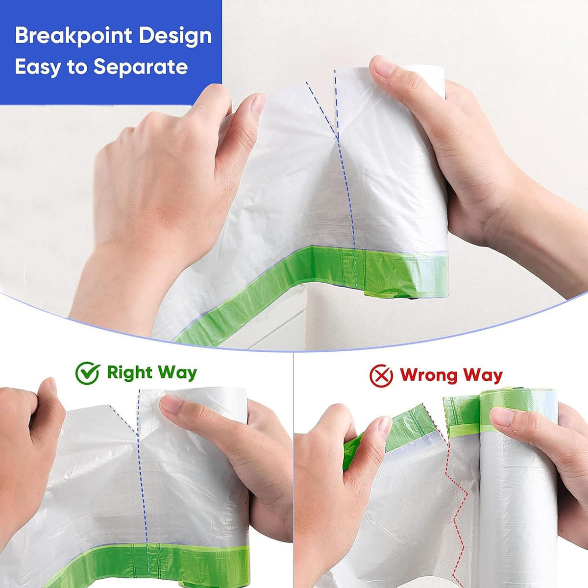 4 Gallon Trash Bags 75 Count- Drawstring small trash Bags 1.1mil Thick for Bathroom, Kitchen, Bedroom, Office Toilet Home (White-pink, 75Counts)
