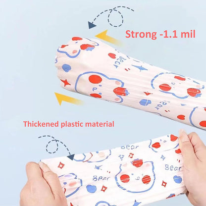 4 Gallon Trash Bags 75 Count- Drawstring small trash Bags 1.1mil Thick for Bathroom, Kitchen, Bedroom, Office Toilet Home (White-pink, 75Counts)