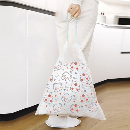 4 Gallon Trash Bags 75 Count- Drawstring small trash Bags 1.1mil Thick for Bathroom, Kitchen, Bedroom, Office Toilet Home (White-pink, 75Counts)