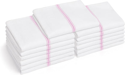 13 Pink Kitchen Dish Towels - 27" x 14" 2-ply Commercial Grade Absorbent 100% Cotton Kitchen Towels - Classic Herringbone Tea Towels
