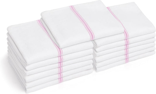 13 Pink Kitchen Dish Towels - 27" x 14" 2-ply Commercial Grade Absorbent 100% Cotton Kitchen Towels - Classic Herringbone Tea Towels