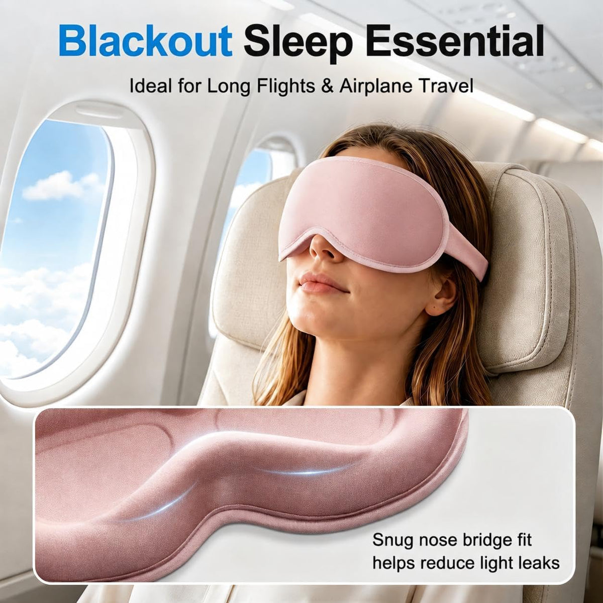 Blackout Weighted Eye Masks for Sleep, Airplane Travel Essentials