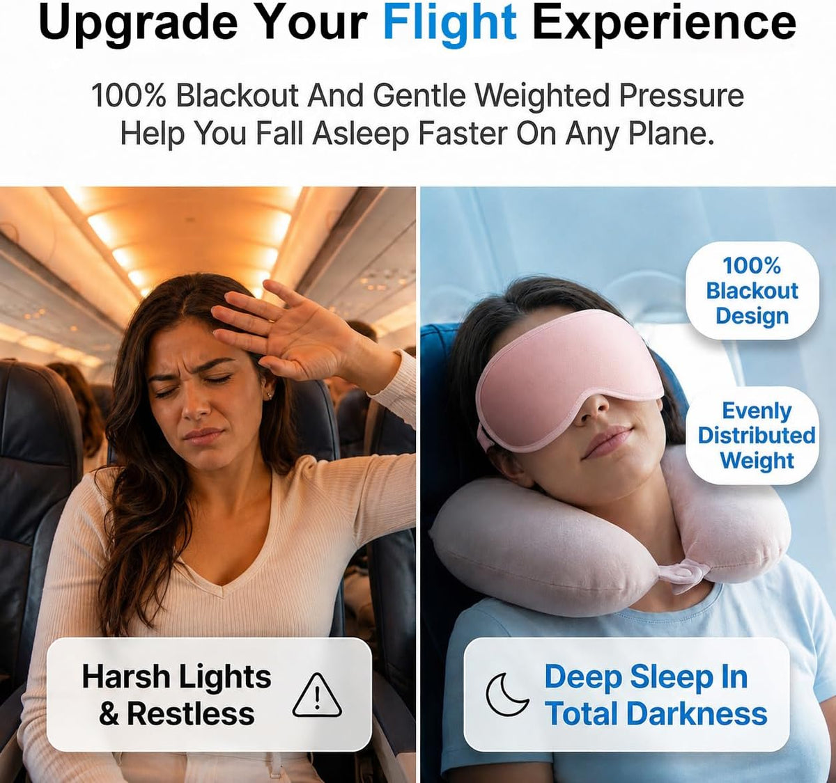 Blackout Weighted Eye Masks for Sleep, Airplane Travel Essentials