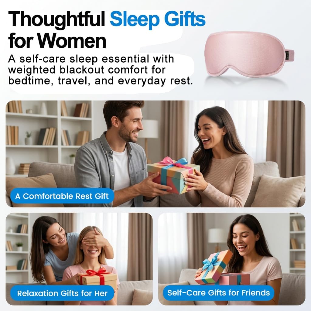 Blackout Weighted Eye Masks for Sleep, Airplane Travel Essentials