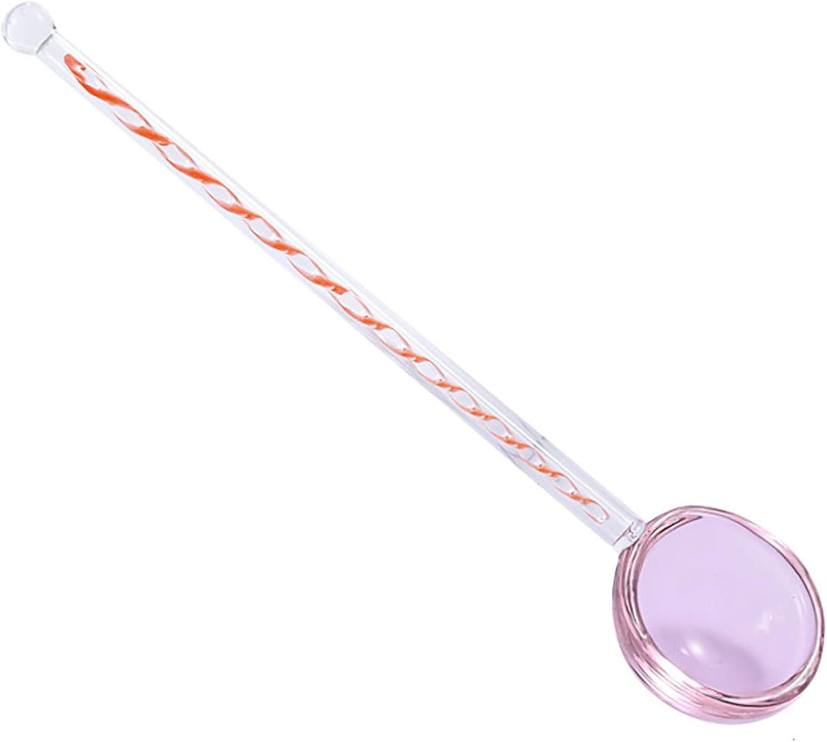 Glass Coffee Stirring Spoons Clear Crystal Cocktail Mixing Spoon Candy Color Teaspoons Ice Cream Jam Yogurt Salt Sugar Scoop Swizzle Stick Stirrer for Bar Cafe Party Banquet (Pink-B)