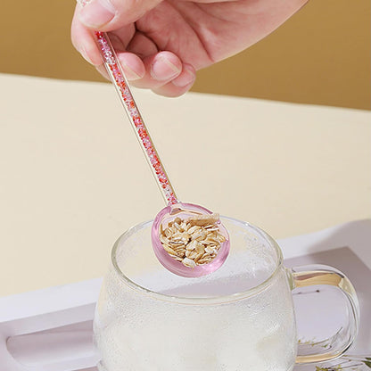Glass Coffee Stirring Spoons Clear Crystal Cocktail Mixing Spoon Candy Color Teaspoons Ice Cream Jam Yogurt Salt Sugar Scoop Swizzle Stick Stirrer for Bar Cafe Party Banquet (Pink-B)