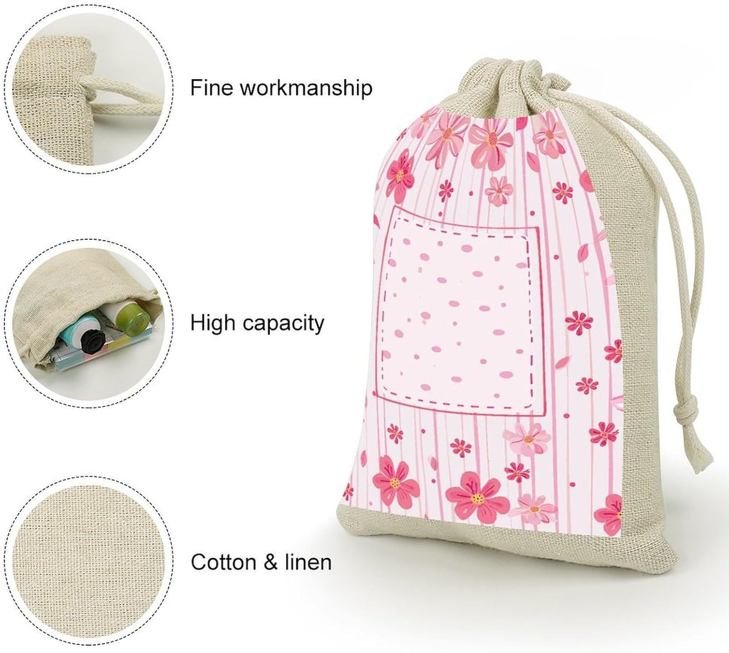 LLUTSNTH 8-Pack Peach Striped Pattern Drawstring Gift Bags Reusable Burlap Party Favors Bags for Holiday, Storage & Decor
