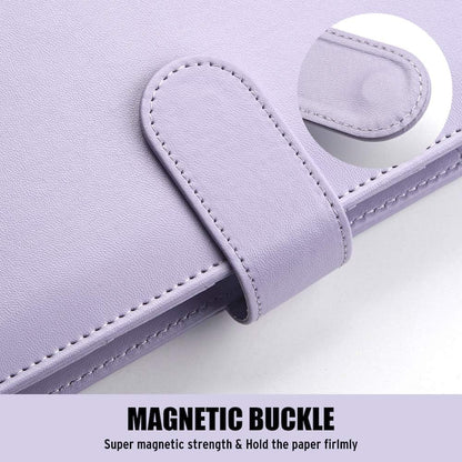 A5 Binder with 6 Rings, Refillable Notebook Planner Cover, Small Leather Organizer, Pink