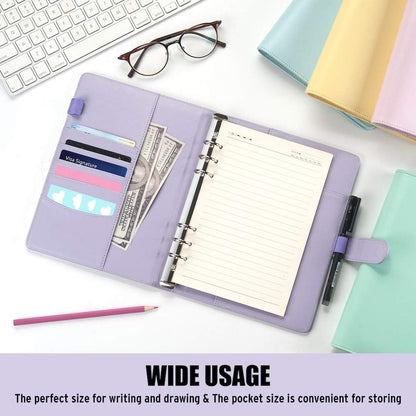 A5 Binder with 6 Rings, Refillable Notebook Planner Cover, Small Leather Organizer, Pink