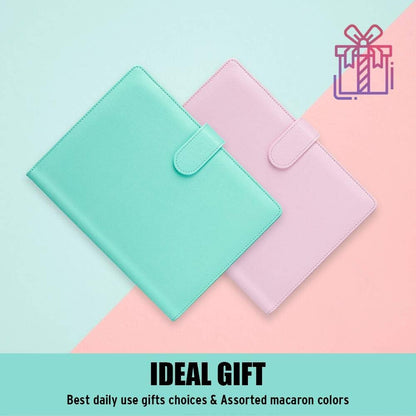 A5 Binder with 6 Rings, Refillable Notebook Planner Cover, Small Leather Organizer, Pink