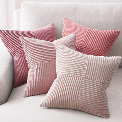 BlushPink Throw Pillow Covers 20x20 Set of 4,Baby Pink Boho Soft Corduroy Home Decor Cushion Cases for Couch,Living Room,Bedroom,Sofa,Balcony and Outdoor (50 * 50 cm)