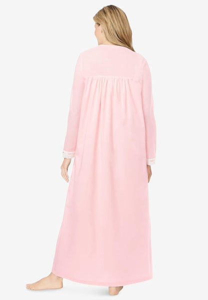 Long 2-Piece Cabbage-Rose Peignoir Set