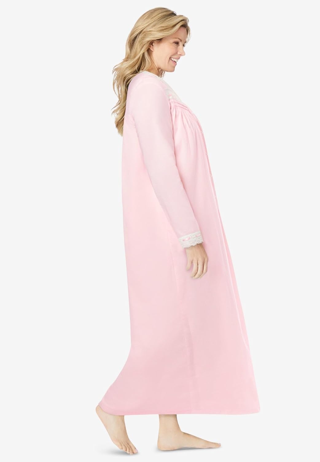 Long 2-Piece Cabbage-Rose Peignoir Set