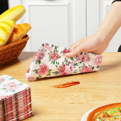 100 Pcs Floral Napkins Disposable, Pink, 100 Pcs