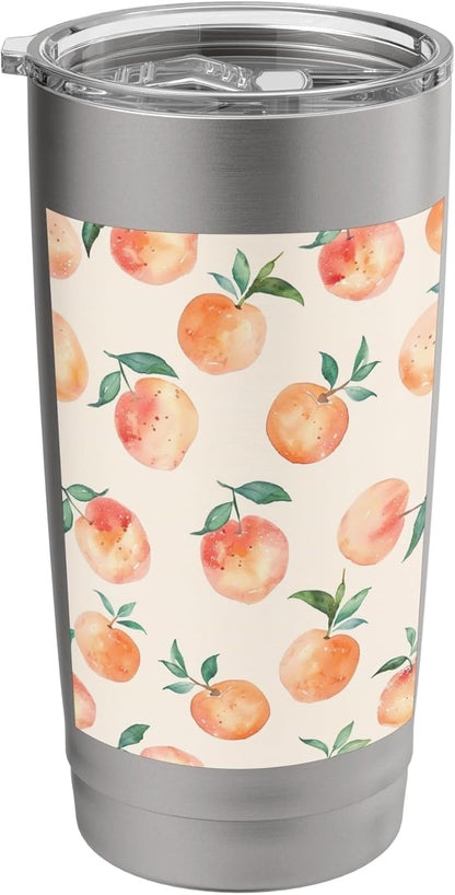 Cute Watercolor Fruit Pattern Art Peach Stainless Steel Insulated Tumbler