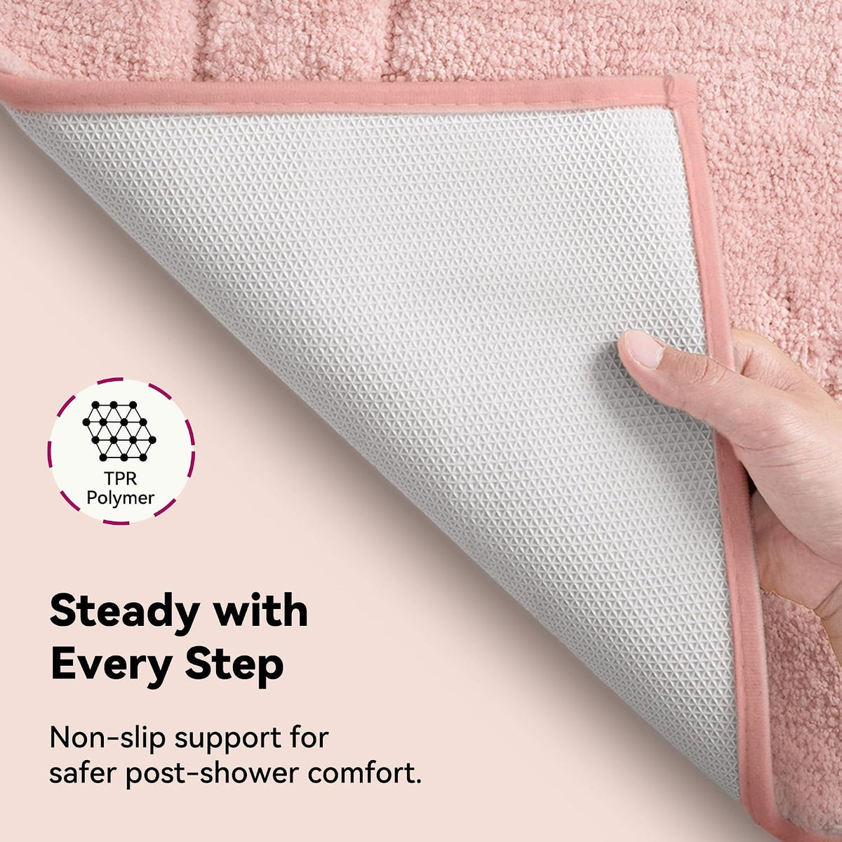 Pink Bathroom Rug 16" x 24", Non-Slip Microfiber Bath Mat