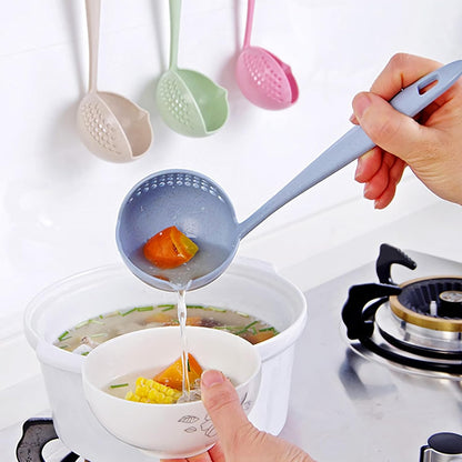 Ladle Spoon with Filter Strainer-2 in 1 Soup Ladle for Easy Serving of Soup, Stew, Gravy,Strainer Separates Liquids from Solids (Pink)