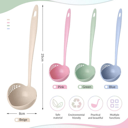 Ladle Spoon with Filter Strainer-2 in 1 Soup Ladle for Easy Serving of Soup, Stew, Gravy,Strainer Separates Liquids from Solids (Pink)