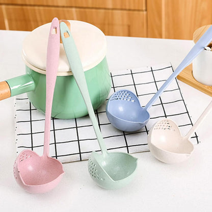 Ladle Spoon with Filter Strainer-2 in 1 Soup Ladle for Easy Serving of Soup, Stew, Gravy,Strainer Separates Liquids from Solids (Pink)