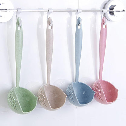 Ladle Spoon with Filter Strainer-2 in 1 Soup Ladle for Easy Serving of Soup, Stew, Gravy,Strainer Separates Liquids from Solids (Pink)