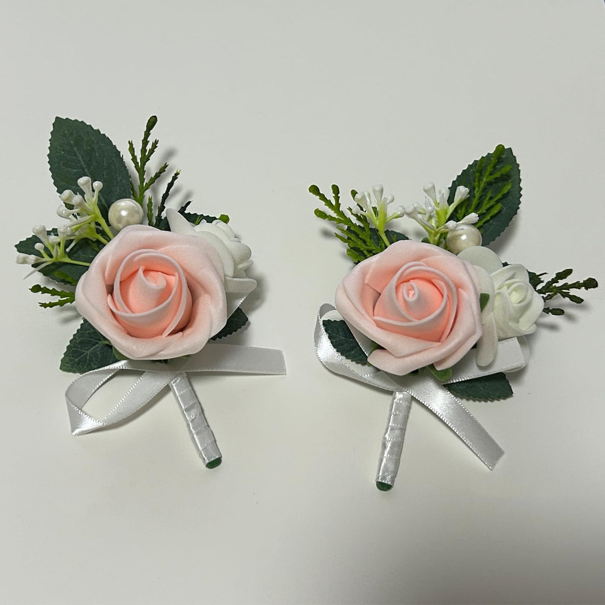 6PCS Blush Pink Boutonniere for Men,Coral Pink Boutonniere Pins for Men Groomsmen Guest, Artificial Flowers for Wedding Decor Prom Homecoming