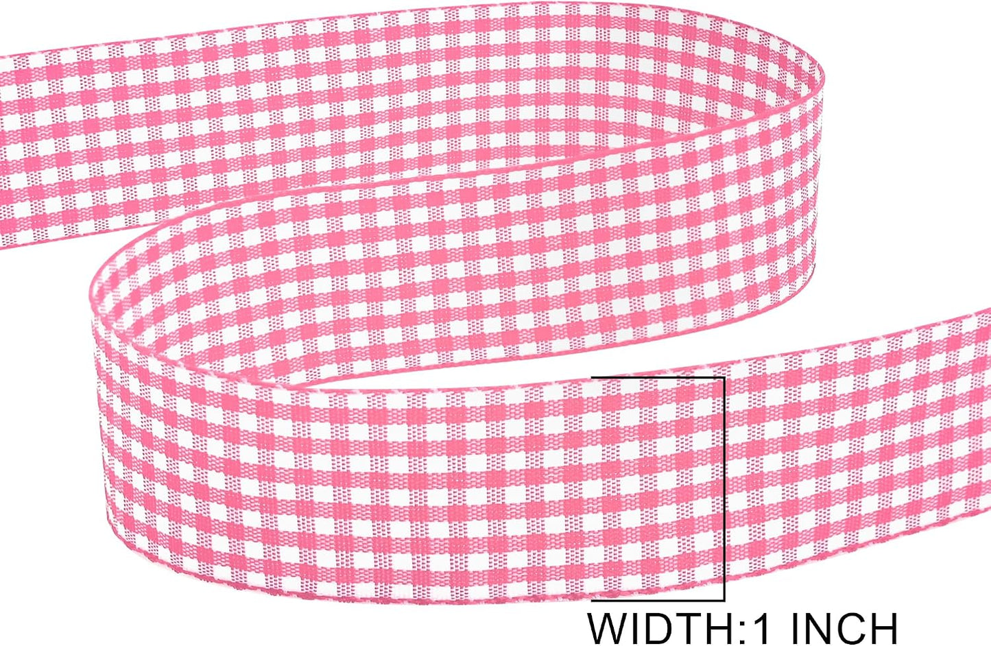 Double Faced 1 Inch x 25 Yards Peach Pink Gingham Ribbon Polyester Woven Edge Plaid Ribbon Buffalo Checked Ribbon for Sewing Gift Wrapping DIY Craft Wedding Home Decoration