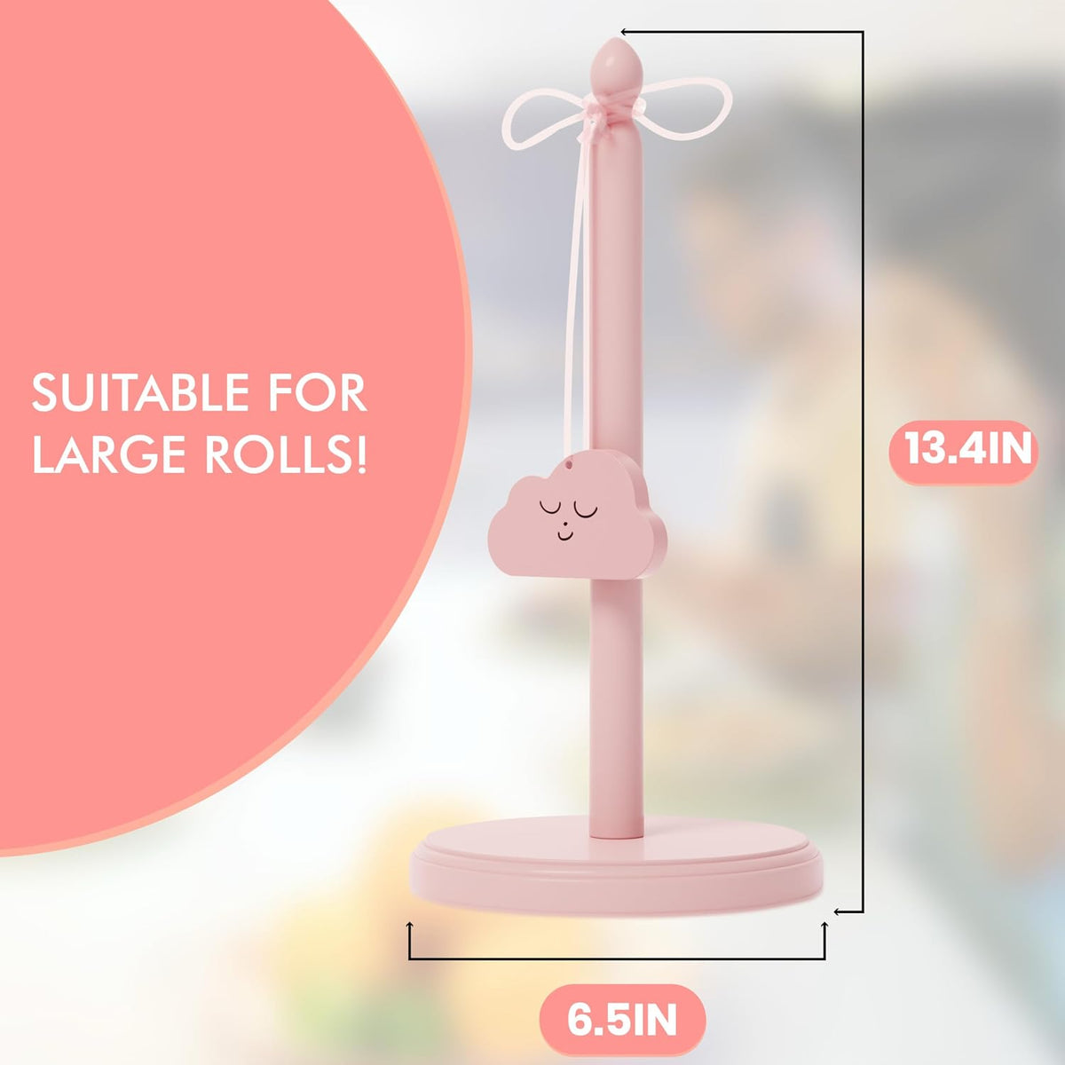 2 in 1 Pink Paper Towel Holder Countertop with Built in Beer Bottle Opener | Kitchen Towel Holder Stand Accessory | Durable Beechwood House Decor Aesthetic Design | Windproof for Outdoor Use