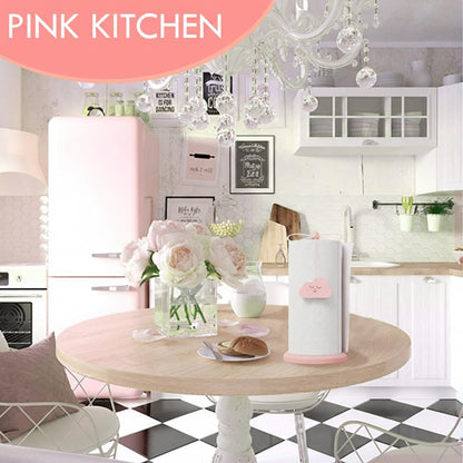 2 in 1 Pink Paper Towel Holder Countertop with Built in Beer Bottle Opener | Kitchen Towel Holder Stand Accessory | Durable Beechwood House Decor Aesthetic Design | Windproof for Outdoor Use