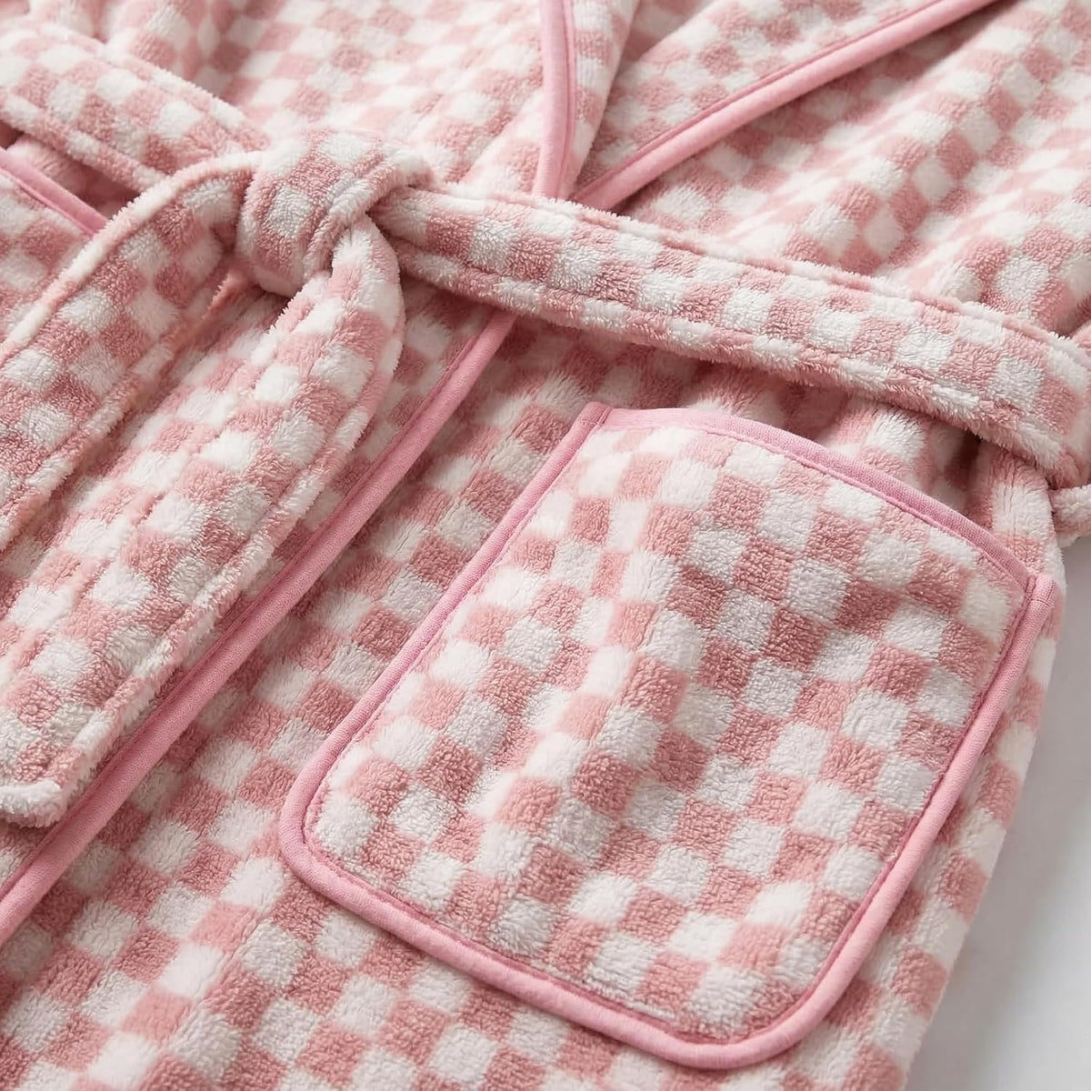 Checkered Hooded Bathrobe for Women, Lightweight Microfiber Towel Material Quick Dry Soft Absorbent Y2K Trendy Robe