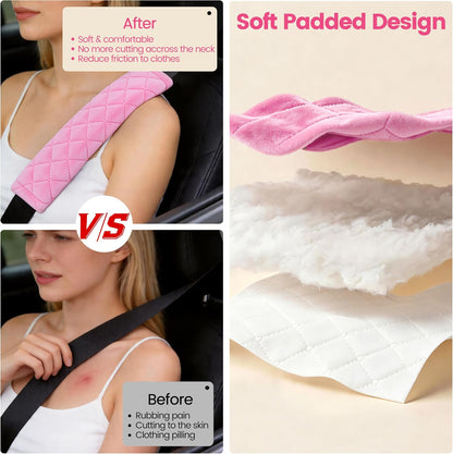 2 Pack Seat Belt Covers Soft Shoulder Pad for Cars & Backpack