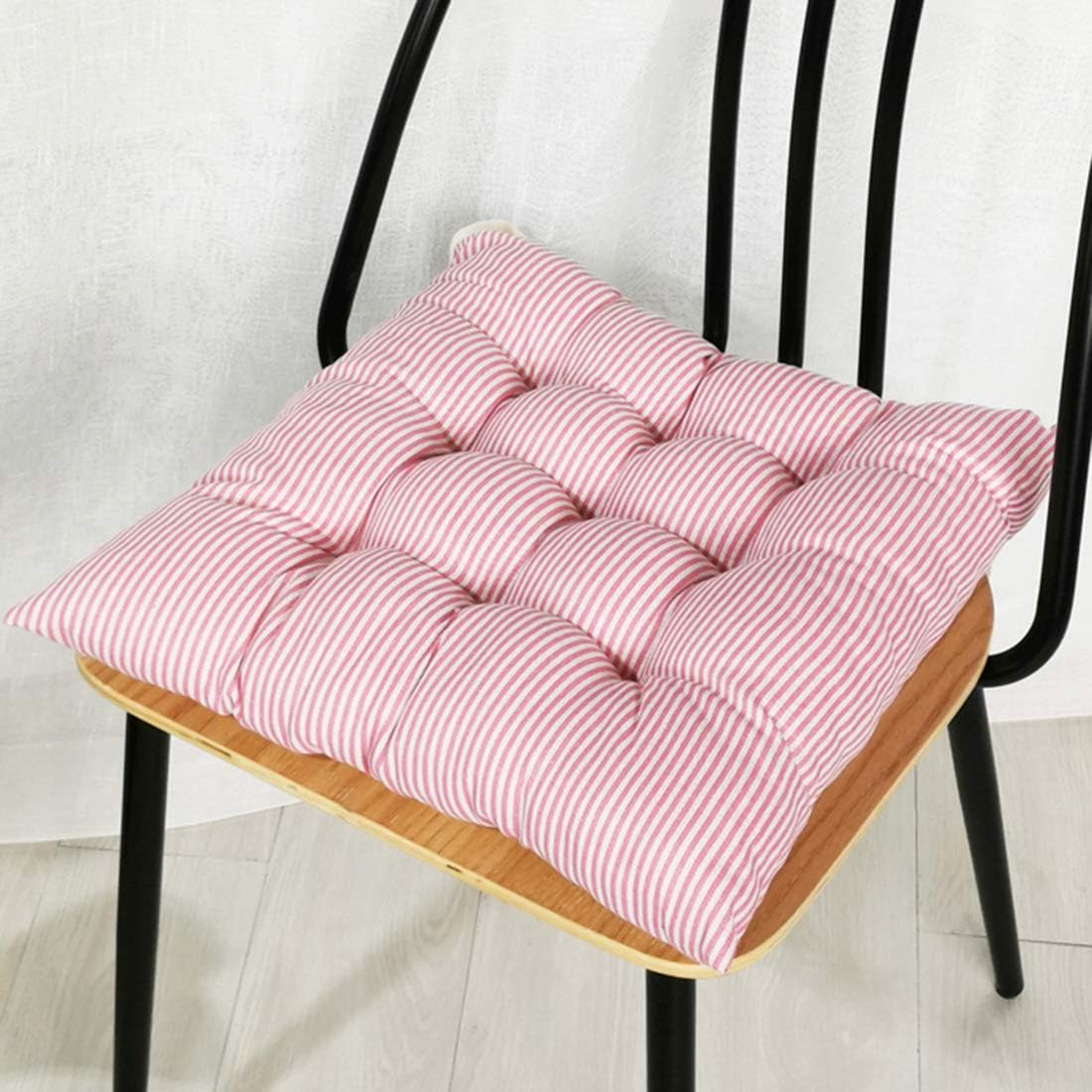 Boho Soft Seat Cushion Chair Pads with Ties Patio Outdoor Home Decor Indoor Dining Chairs Cushion Pink Striped 18"x18"