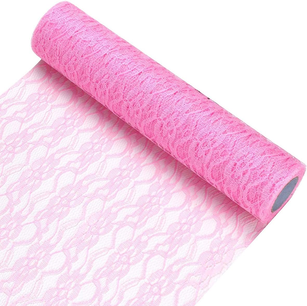 lace roll 12 inch 72Ft Pink Fabric for Wedding lace Table Runners Chair sash Bow DIY Wedding Party Art Craft Decor