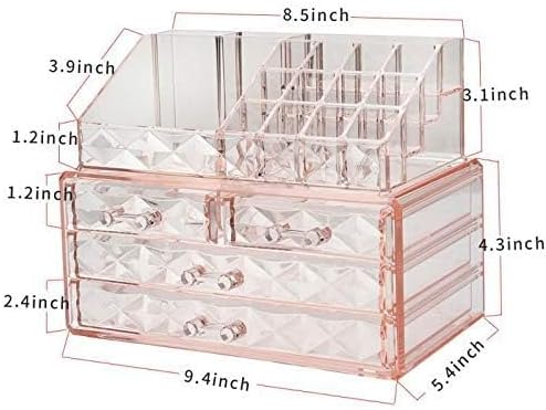 Stackable cosmetic organizer with drawers, easy to organize cosmetic products accessories Suitable for vanity, toilet, bathroom and bedroom organization and storage