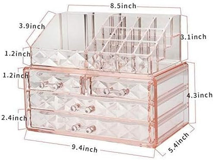 Stackable cosmetic organizer with drawers, easy to organize cosmetic products accessories Suitable for vanity, toilet, bathroom and bedroom organization and storage