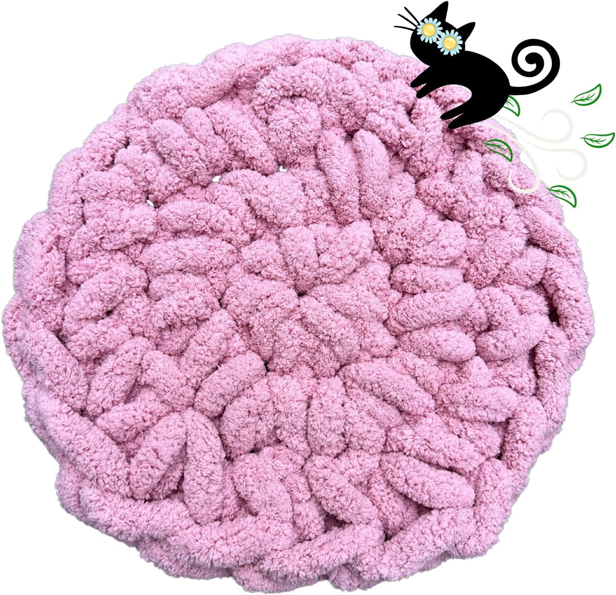 Cat Kneading Mat, Handmade Round Cushion Bed Pad Kittens (Pink, S)
