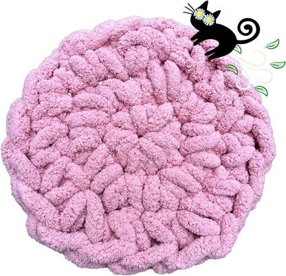Cat Kneading Mat, Handmade Round Cushion Bed Pad Kittens (Pink, S)